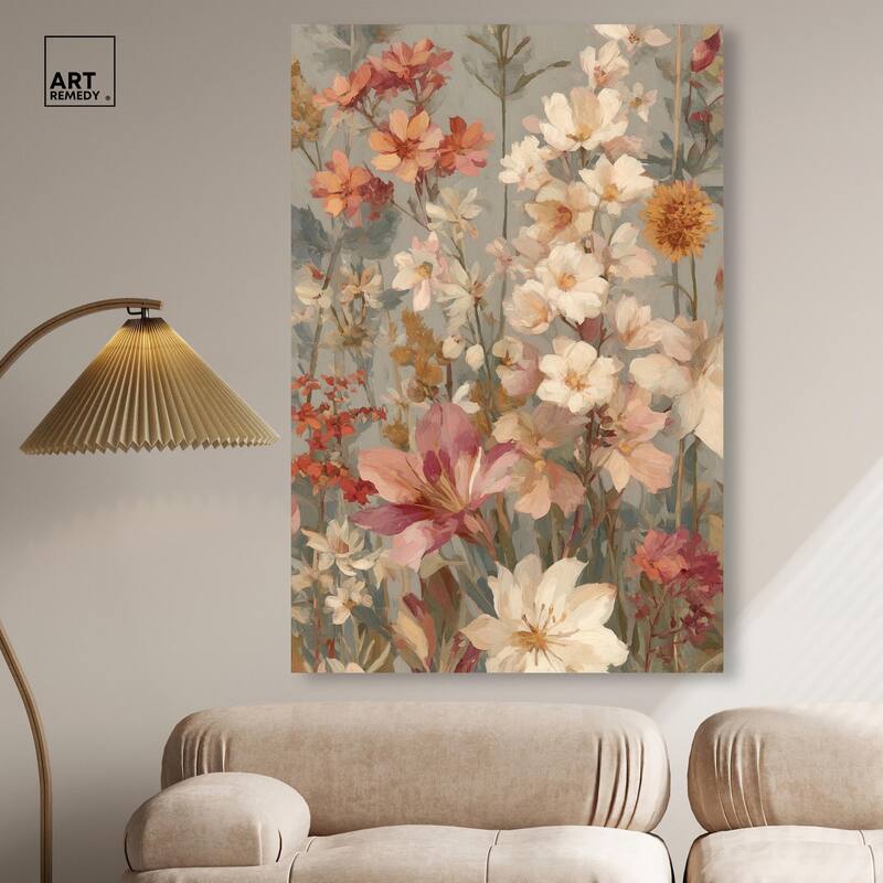 Soft Cream Wilds Canvas by Art Remedy, Gallery Wrapped