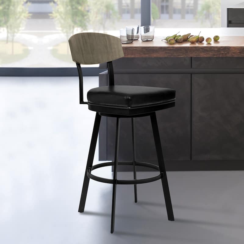 Frisco Barstool with Faux Leather - Black - Bar Height
