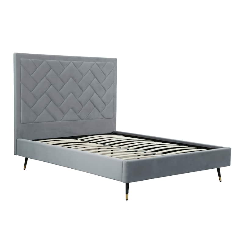 Manhattan Comfort Crosby Velvet Upholstered Bed