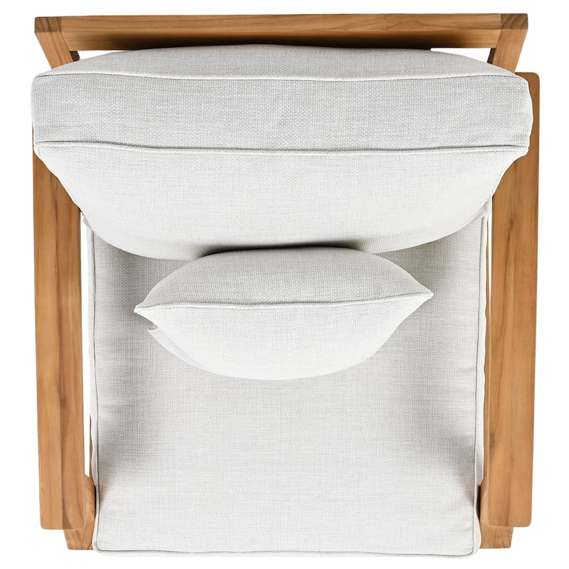 SAFAVIEH Couture Freida Wood Patio Arm Chair - 31.4" W x 35.6" L x 32.6" H - 31"W x 36"D x 33"H