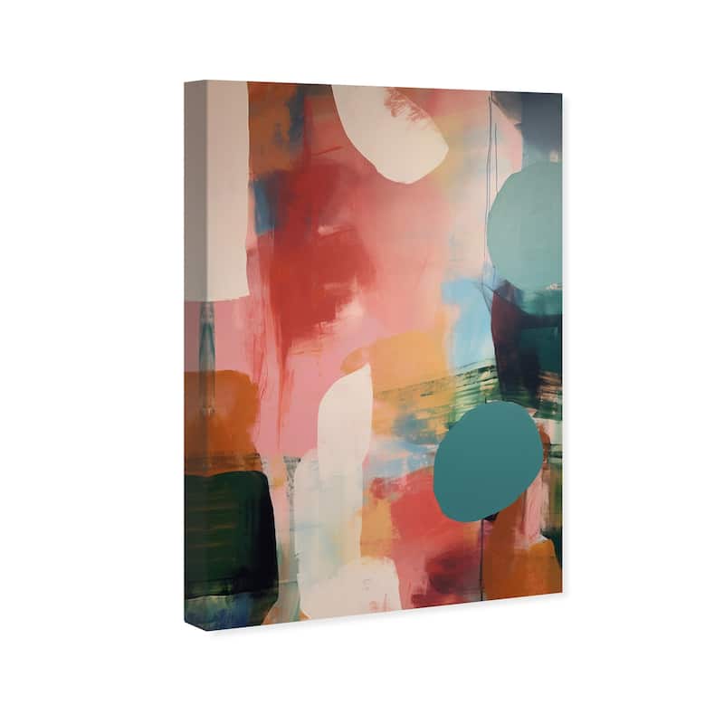 Wynwood Studio Abstract So Retro Vintage Pink and Teal Modern & Contemporary Wall Art Canvas Print
