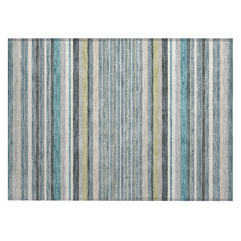 Machine Washable Indoor/ Outdoor Modern Stripes Chantille Rug