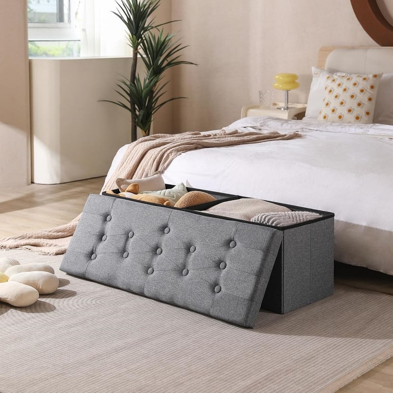 Ottoman with Storage Linen 43x15x15 inches
