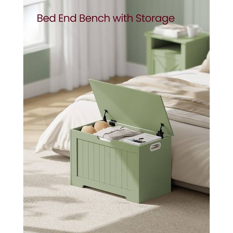 Wooden Storage Chest with 2 Safety Hinges, 29.9 Inches Wide - 15.7"D x 29.9"W x 18.9"H