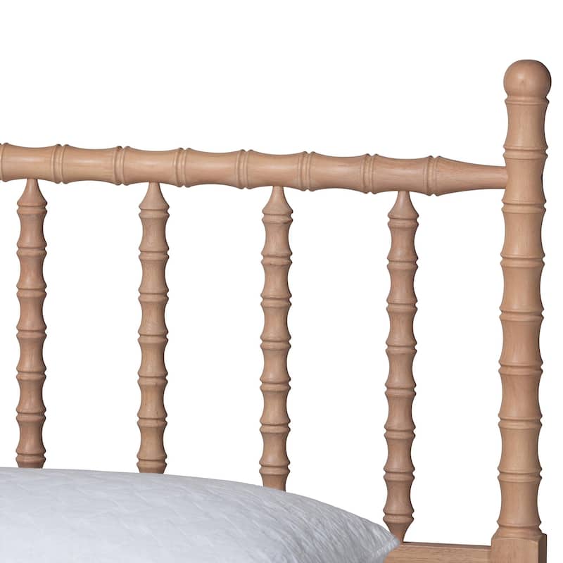 Laurent Bamboo-Style 4-Piece Bedroom Set - Spindle Platform Bed with Matching Dresser, Chest, and Nightstand, Queen