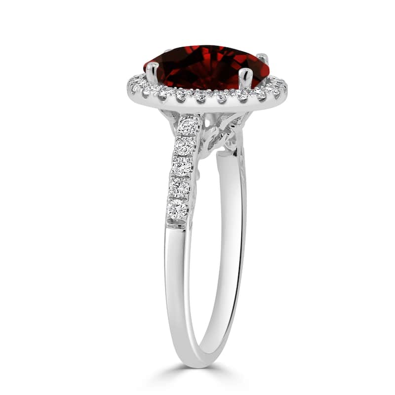 Auriya 3ct Oval Garnet and Halo Diamond Engagement Ring 3/8ctw 14k Gold