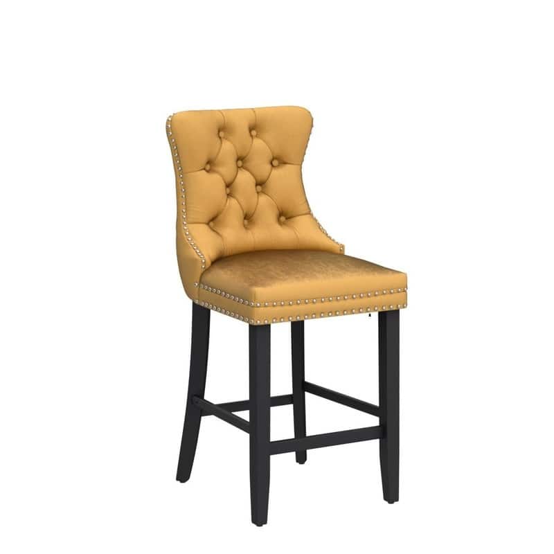 Wing Back Velvet Tufted Nailhead Barstools(Set of 4)