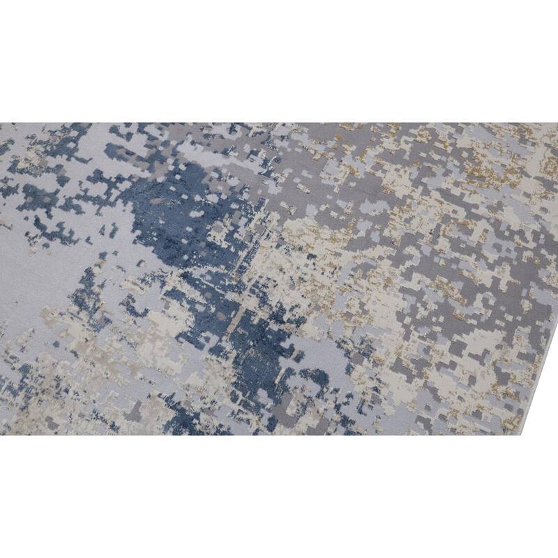 Modern Abstract Dakota Light Gray Blue Rug