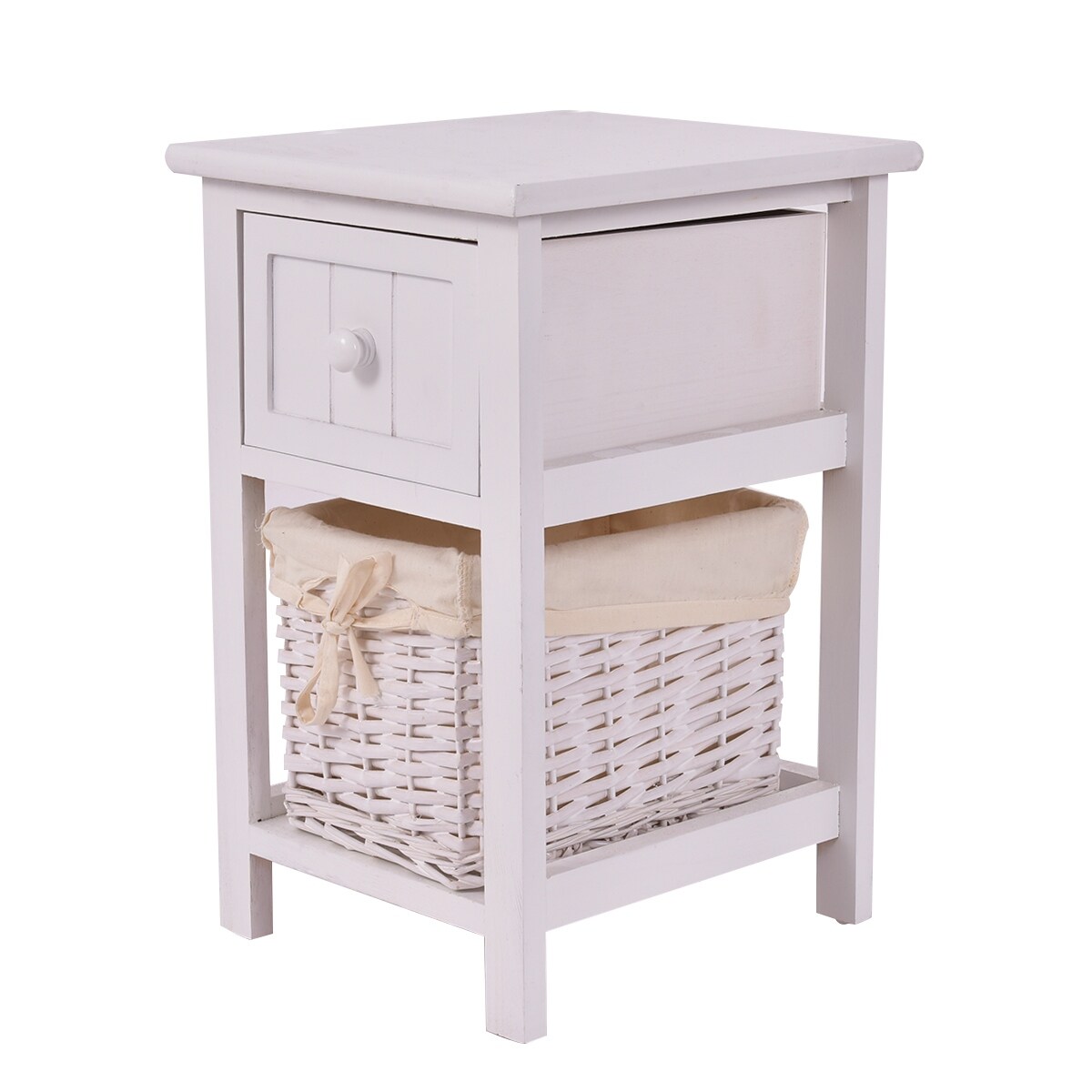 Shop Wooden Small 2 Layer Bedside End Table White Overstock 28423701
