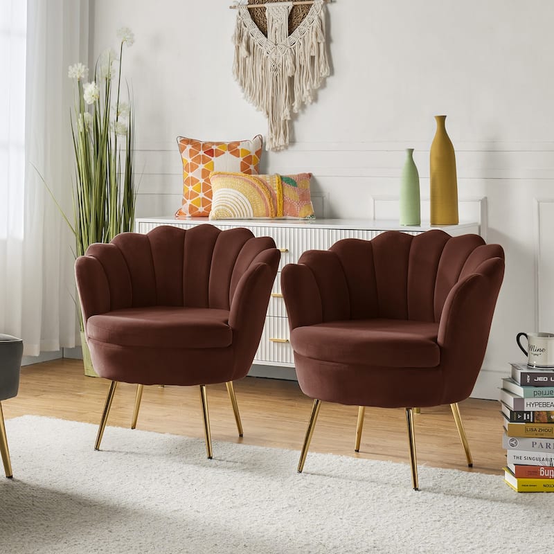 Xabier Cute Modern Upholstered Barrel Chair Accent Chair with Tufted Back Set of 2 by HULALA HOME