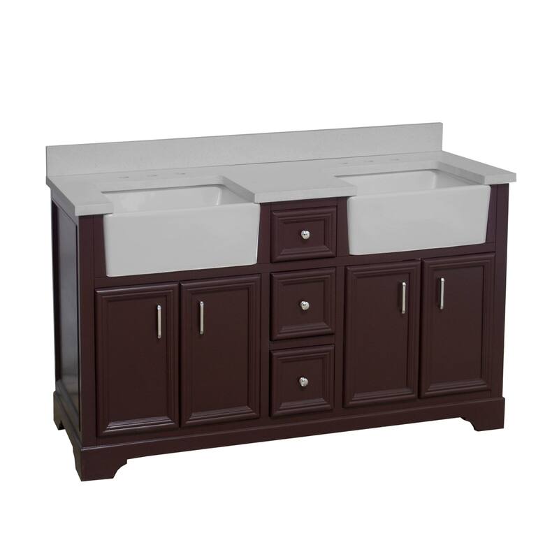 KitchenBathCollection Zelda 60" Double Farmhouse Vanity with Quartz Top
