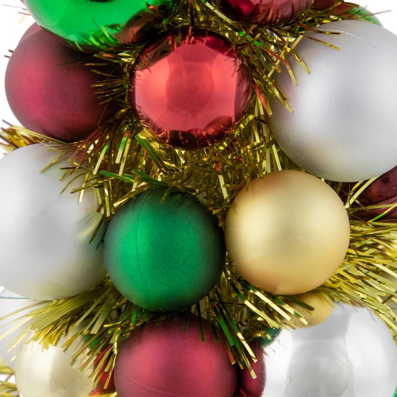 Shatterproof Ball Christmas Cone Tree with Tinsel - 15.75" - Multicolor