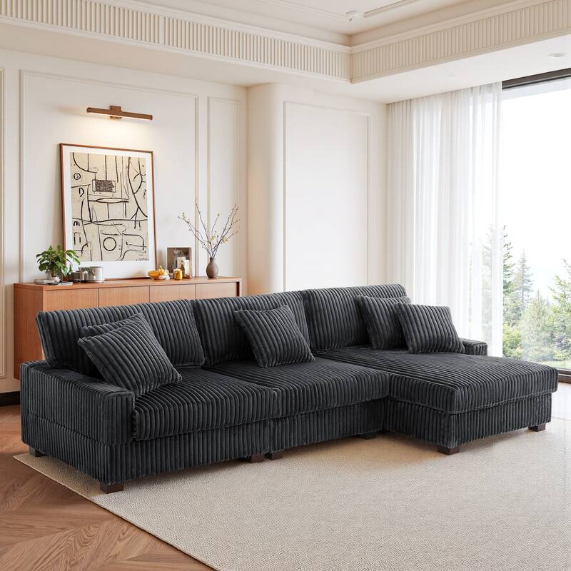 118.4"W Plush Modular Sectional Sofa with Pillows