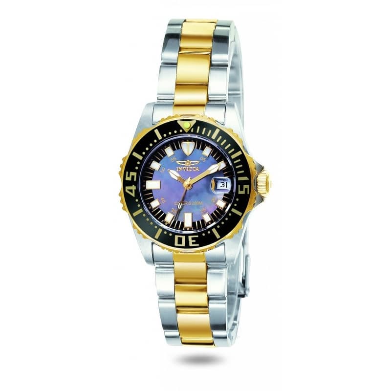 Invicta Women's 2960 Pro Diver Quartz 3 Hand Black Dial Watch - Mother of Pearl
