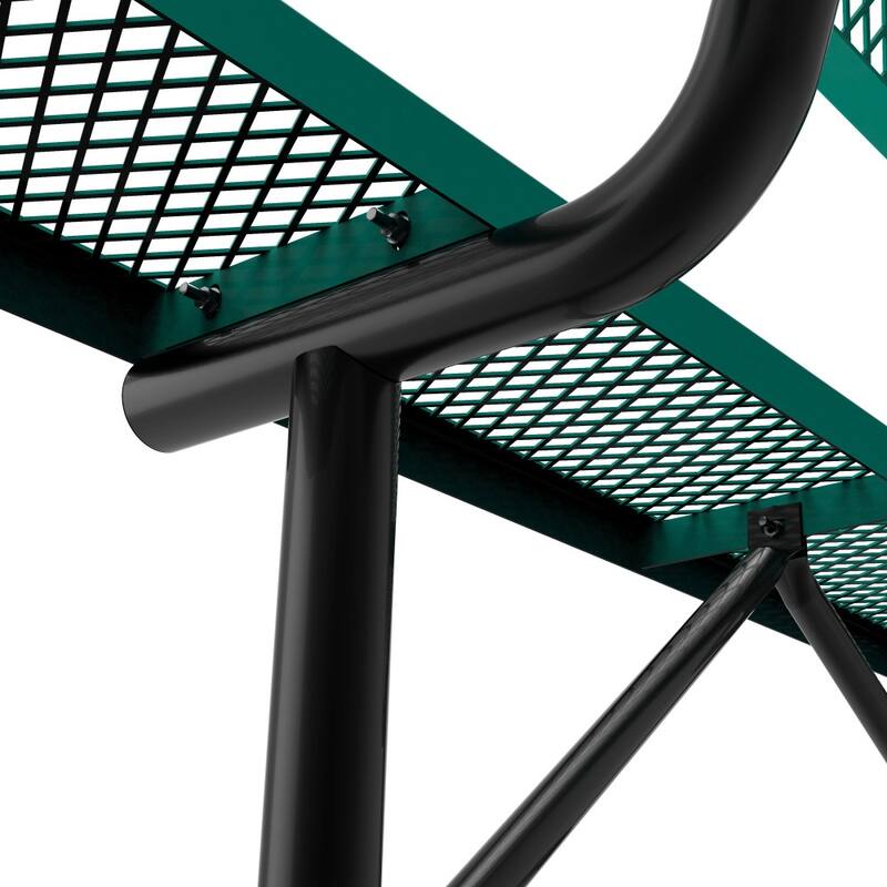 Commercial Grade Expanded Mesh Metal Outdoor Bench with Backrest