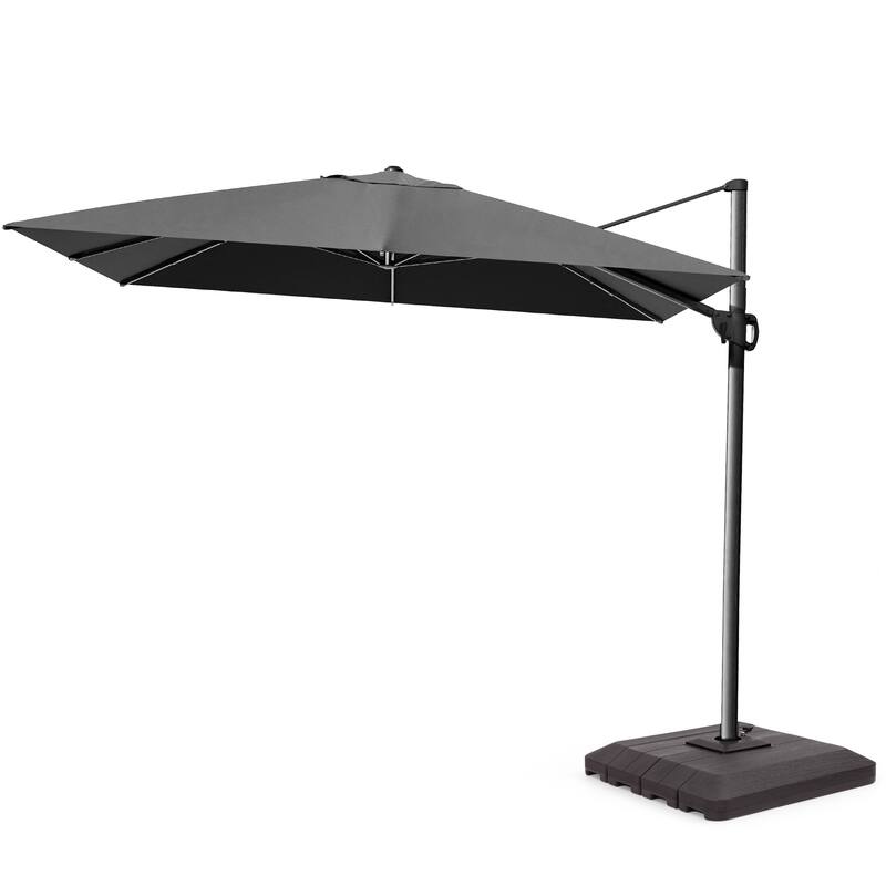Pellebant 9 FT x 12 FT Outdoor Patio Cantilever Umbrella with Base Stand - DarkGrey