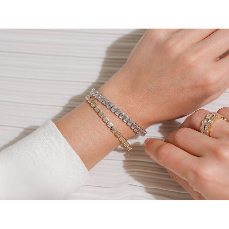 Kobelli 8.5+ Carats Lab Grown Diamond Solid 14k Gold North-South Emerald-cut Tennis Eternity Belle Bracelet