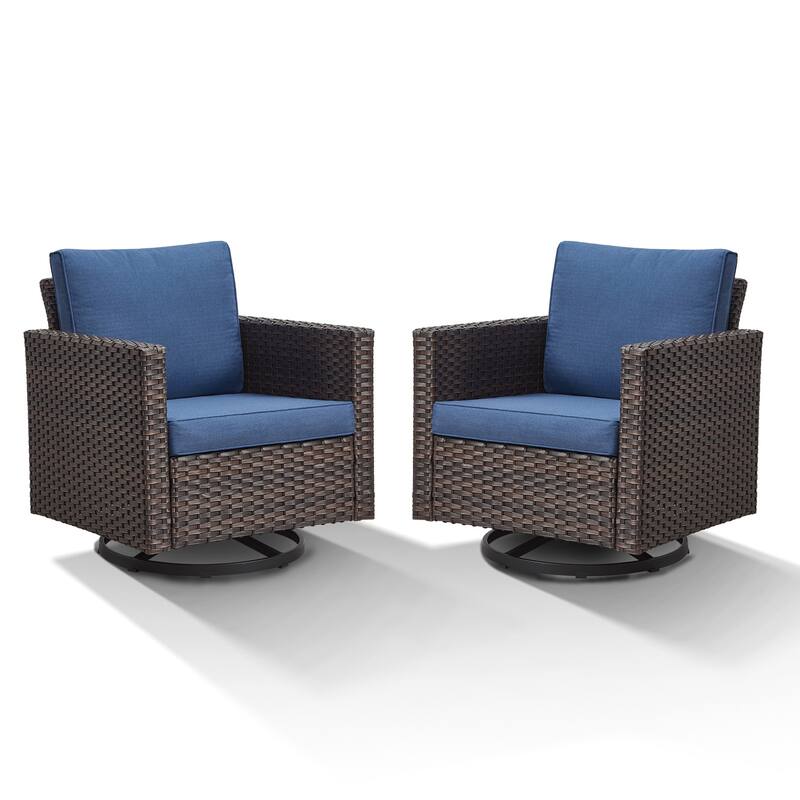 2 Pieces Outdoor Swivel Chairs with Thick Cushions