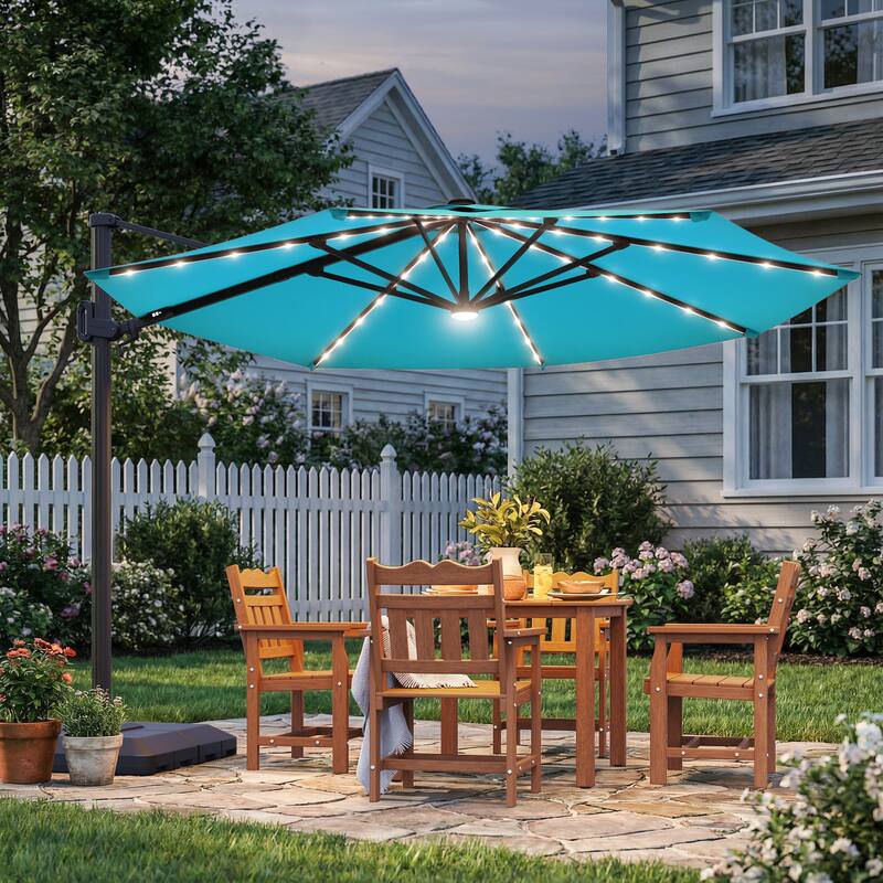 Sonkuki Outdoor 10FT LED Patio umbrella for Garden - Lake Blue