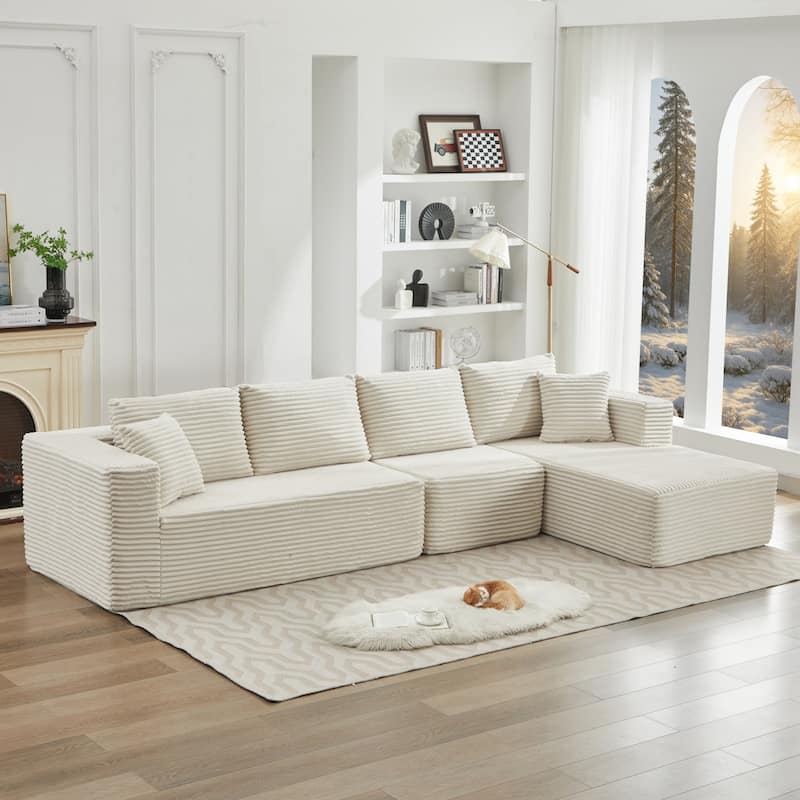 106" Cloud Sectional Couch L-Shape With Right Facing Chaise,Deep Seat Modern Modular Sofa For Living Room,No Assembly Required