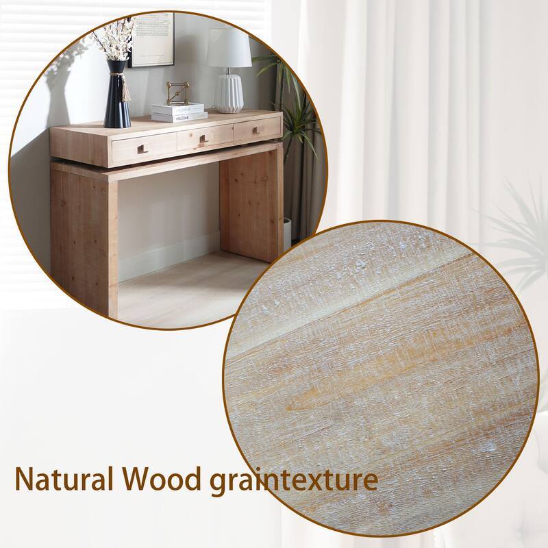 47" Wood Console Table with 3 Drawers and Floating Design for Living Room