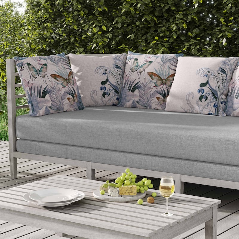 Butterfly Dreams Indoor/Outdoor Reversible Throw Pillow Grey and Pink