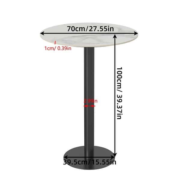 dimension image slide 1 of 3, Tall Round Bistro Pub Table Sintered Stone Top BarTable