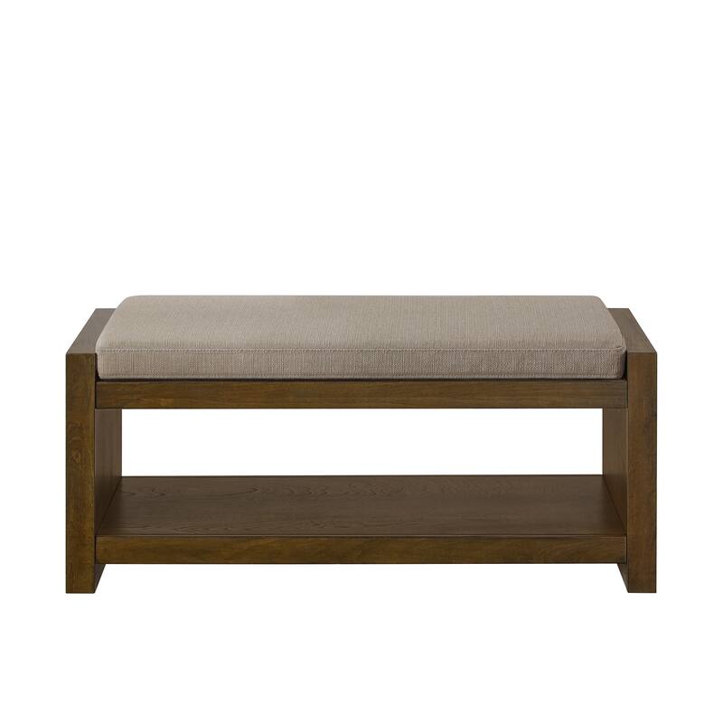 40" Accent Bench with Lower Shelf Shoe Rack - Linen