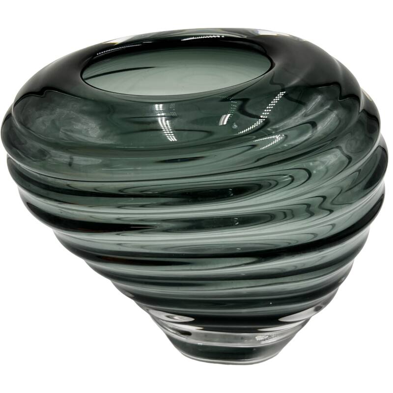 9" High Premium Contemporary Glass Vase in Grayish Blue
