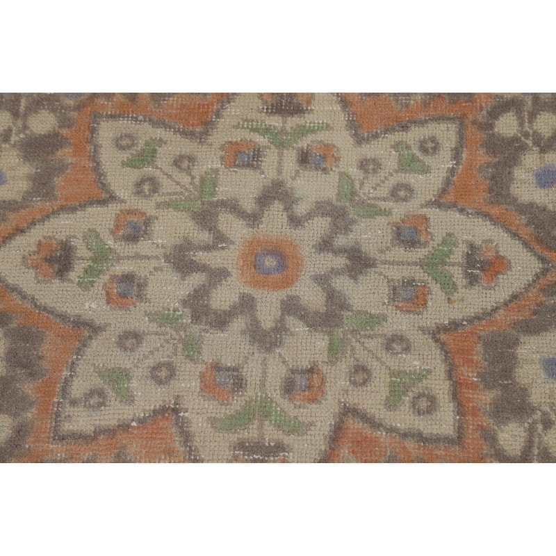 Blue Medallion Tabriz Persian Vintage Rug Hand-Knotted Wool Carpet - 9'7" x 12'4"
