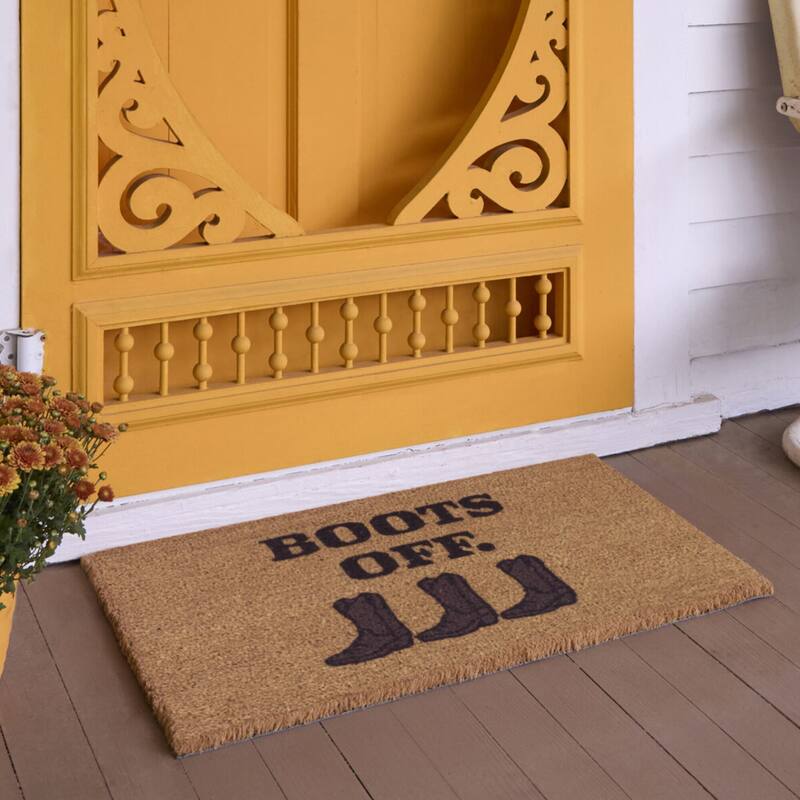 Boots Off Cowboy Welcome 18" x 30" Doormat - 18" x 30" - 18" x 30" - Tan
