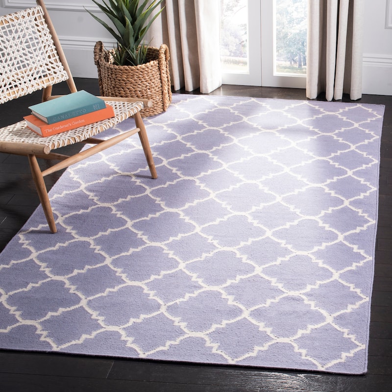 SAFAVIEH Handmade Flatweave Dhurries Taalke Modern Wool Rug - 5' x 8' - Purple/Ivory