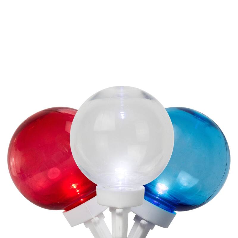 Patriotic LED G40 Christmas Lights - Red, White and Blue - 11' White Wire - 25ct