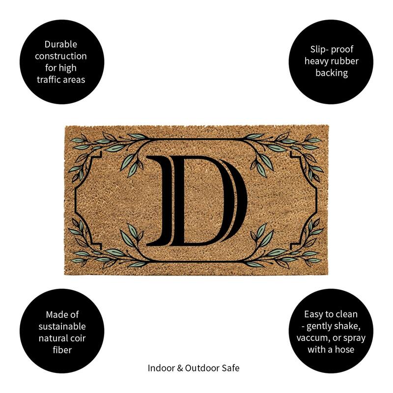 28 in. x 16 in. Monogram Coir Mat, Letter "D"