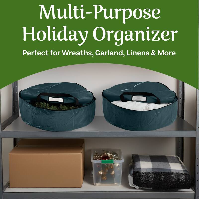 Christmas Wreath Storage Bag - 24-Inch Zippered Tote with Handles by Elf Stor - 24"