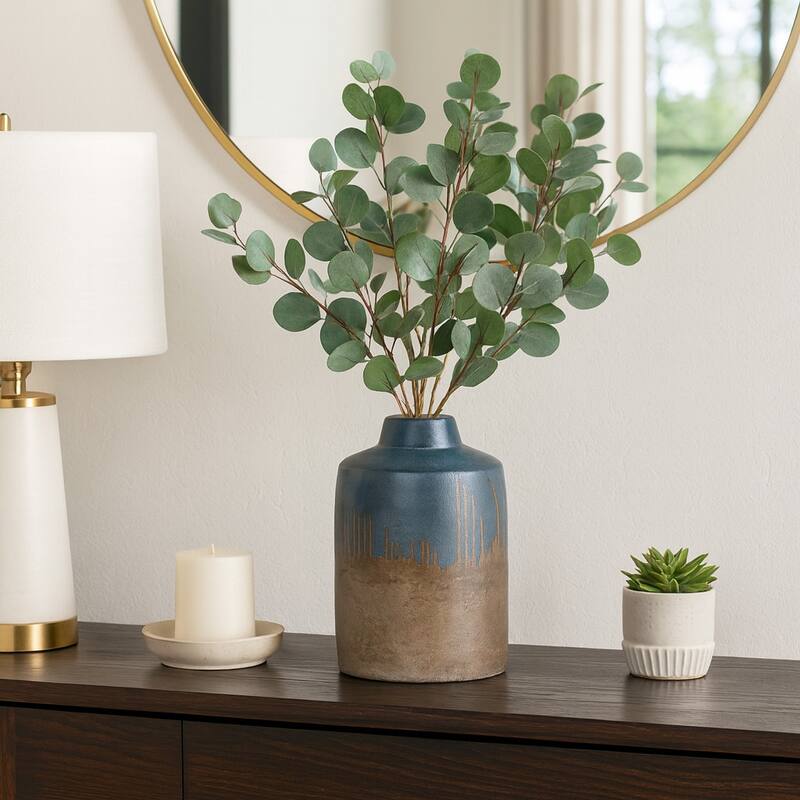 Ceramic Round Two-Tone Decorative Flower Vase