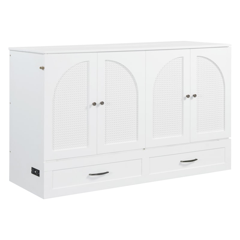 Queen Size Foldable Murphy Bed with Storage & USB Charging
