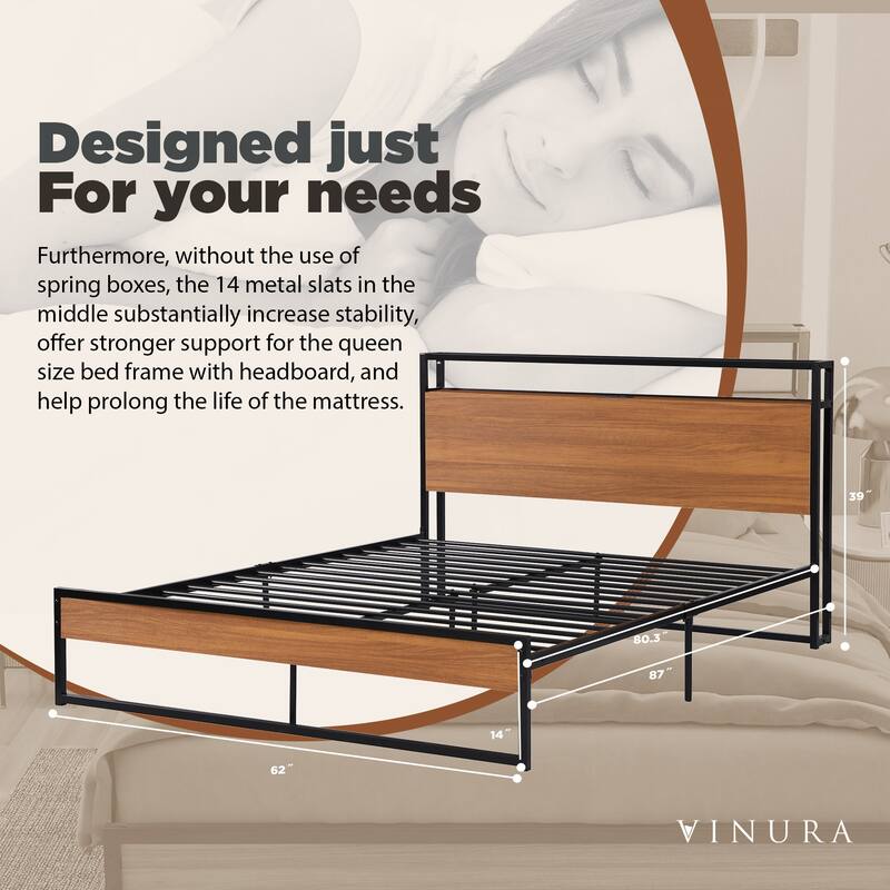 Metal Bed Frame Queen Size - Metal Bed Frame Full w/ USB