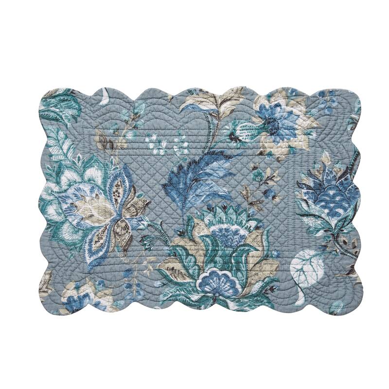Morrison Floral Cotton Quilted Reversible Machine Washable Placemat Machine Washable Set of 6