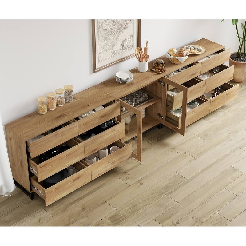 WAMPAT Modern Dresser with Adjustable Shelves and Drawer, 3 in 1 Storage Cabinet for Bedroom