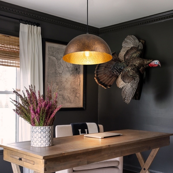 Hammered metal dome pendant light on sale