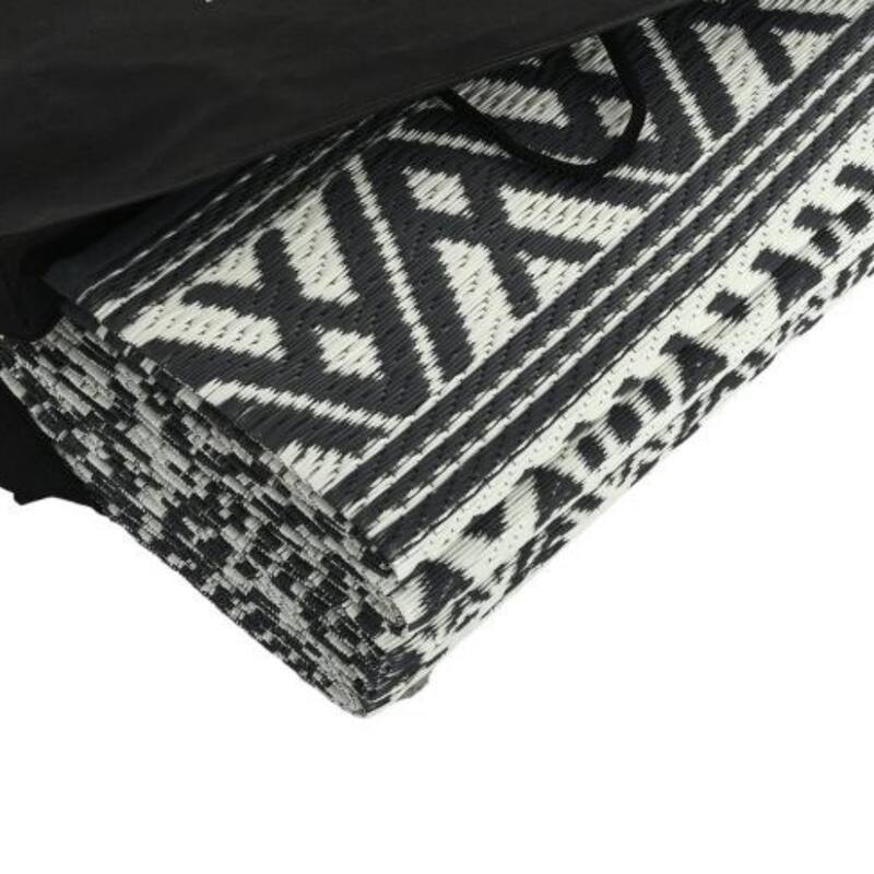 Reversible Outdoor Rug Boho Pattern, UV-Protected Foldable Polypropylene Mat with Carry Bag