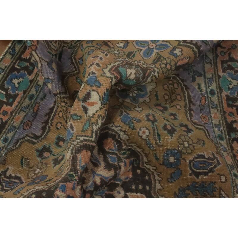 Hand Knotted Oriental 100% Wool Carpet Traditional Medallion Oranges & Rust Tabriz Area Rug - 5' 2'' X 3' 3''