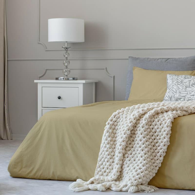 1800 Count Cotton Feel Bed Sheet Set Pillowcases Deep Pocket All Sizes - Cream - Queen