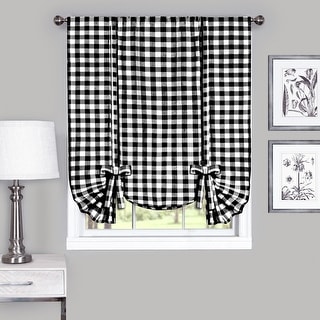 Achim Cotton Blend 63-inch Long Buffalo-check Window Tie-Up Shade