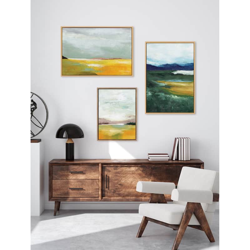 Kate and Laurel Sylvie Misty Green Framed Canvas by Nikita Jariwala