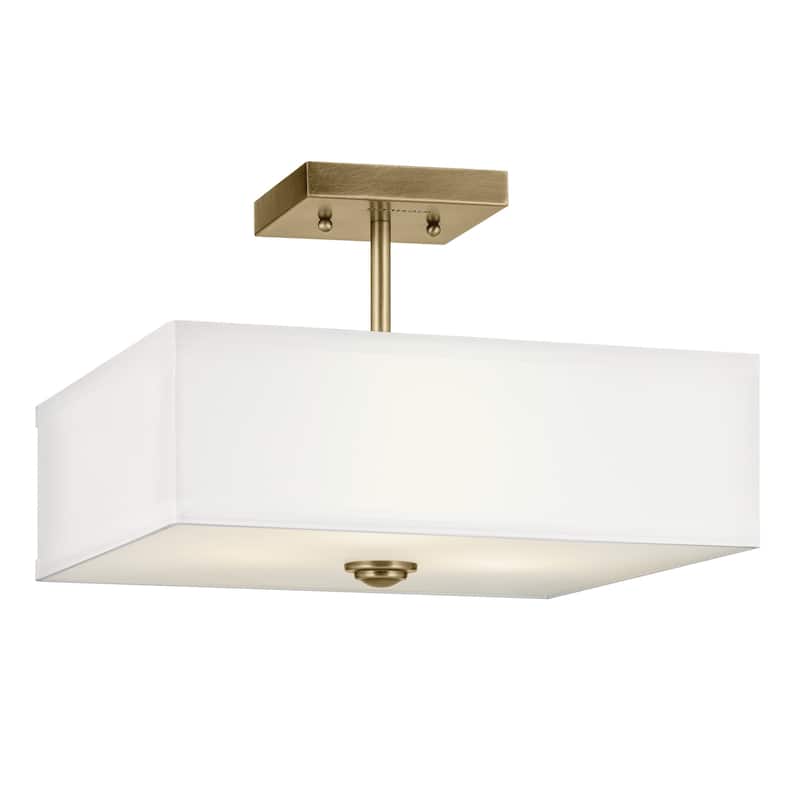 Kichler Lighting Shailene 14 in. 3-Light Natural Brass Square Semi-Flush Mount Light - 14 in