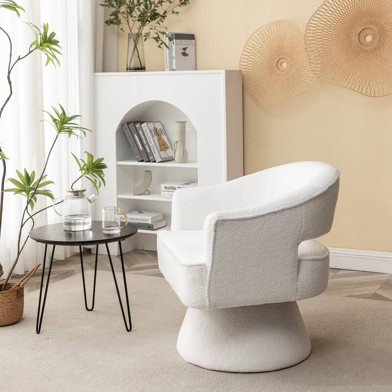 SEYNAR Modern Glam Open Back Velvet Upholstered Round Swivel Accent Arm Barrel Chair for Living Room