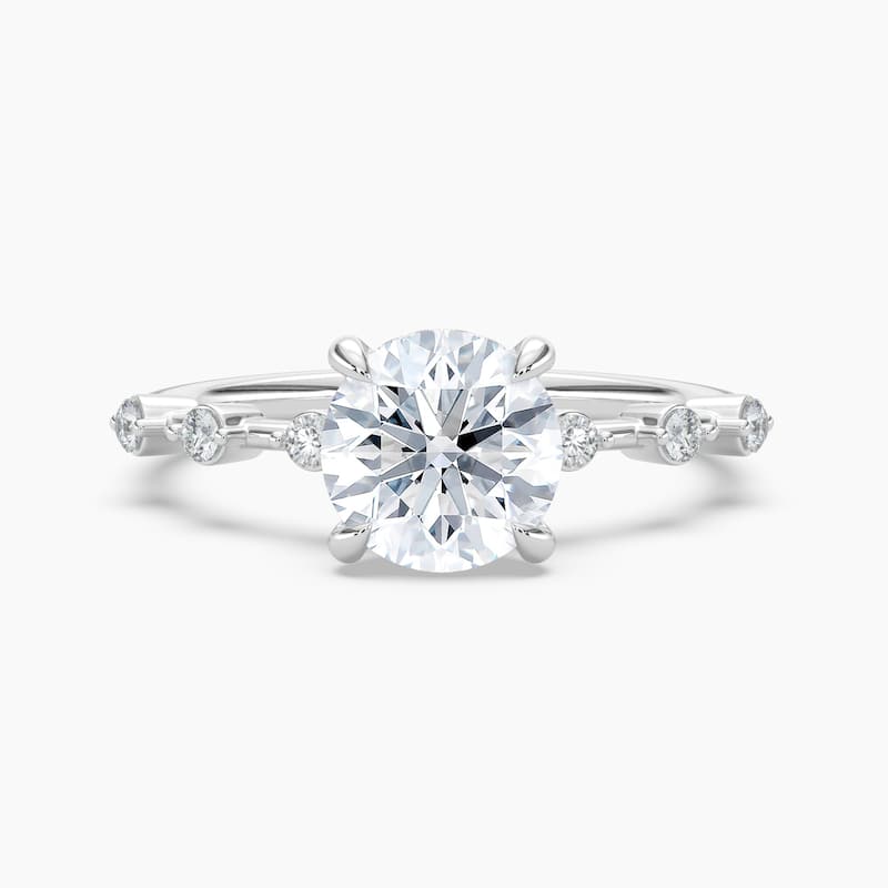 Auriya 14k Gold Round Lab Grown Diamond Station Hidden Halo Engagement Ring 1.00 to 5.00 ct. tw. (F-G, VS) - 6.5 - 3.00 carats - White