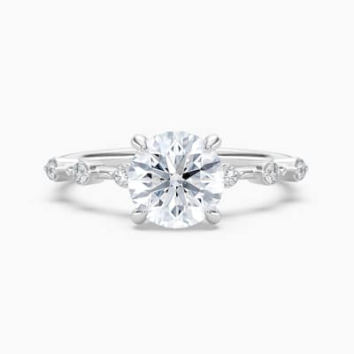 Auriya 14k Gold Round Lab Grown Diamond Station Hidden Halo Engagement Ring 1.00 to 5.00 ct. tw. (F-G, VS)